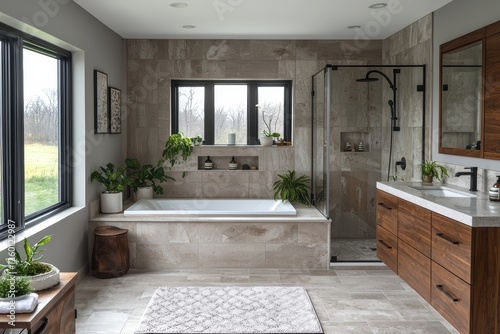 Tranquil spa retreat modern home bathroom design serene environment natural light luxurious concept