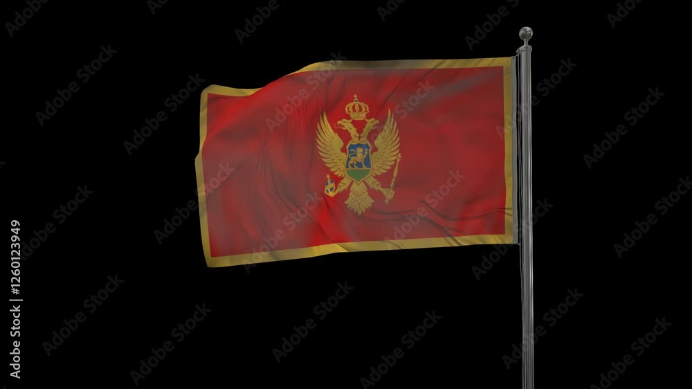 Montenegro flag animation on transparent background. Alpha 4K Montenegro flag animation on transparent background. Alpha 4K
