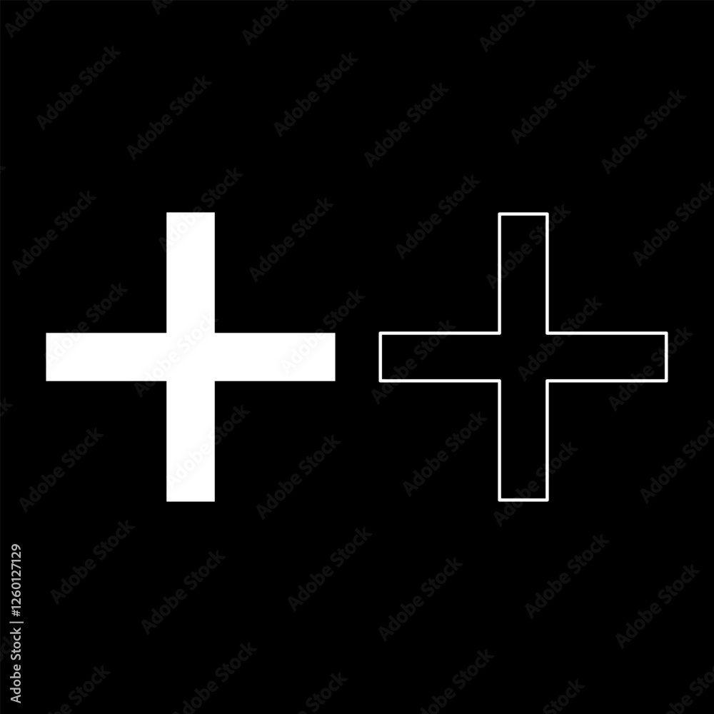 Obraz premium Greek Cross Crux quadrata christian crosses set icon white color vector illustration image solid fill outline contour line thin flat style