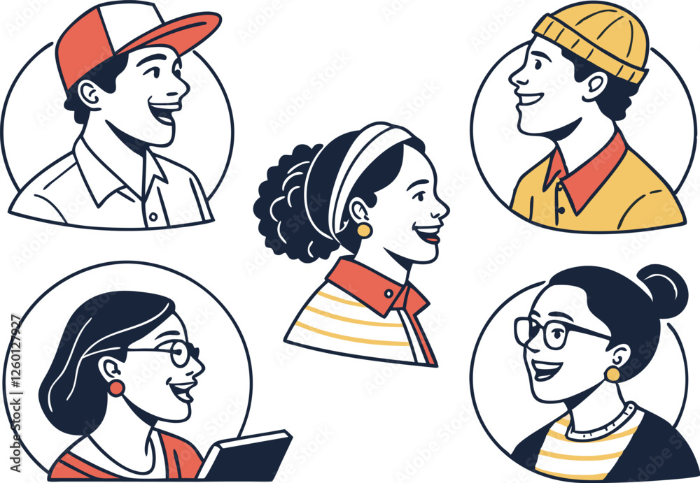 Set of People avatar icons. Vector illustration characters for social media and networking, user profile, website and app design and development, user profile icons. Set of People avatar icons. Vector illustration characters for social media and networking, user profile, website and app design and development, user profile icons.