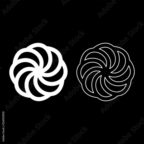 Armenian Arevakhach Neo paganism symbol sunny cross solar mythology Hetanism Armenian neo powder heathenism Eternity sign pumpkin set icon white color vector illustration image solid fill outline 