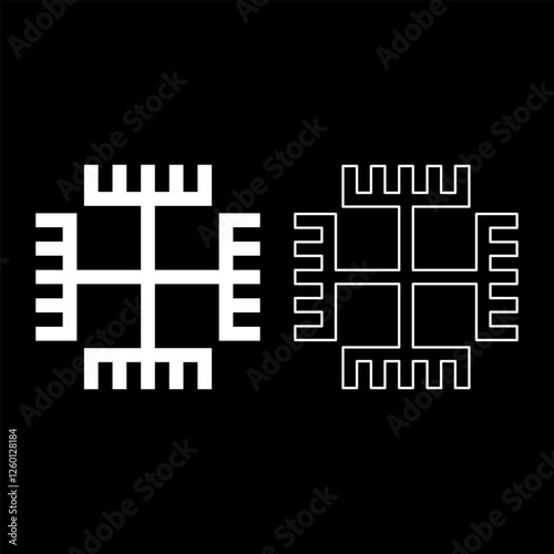 Hands of God Motherhood Native Slavic Faith symbol paganism set icon white color vector illustration image solid fill outline contour line thin flat style