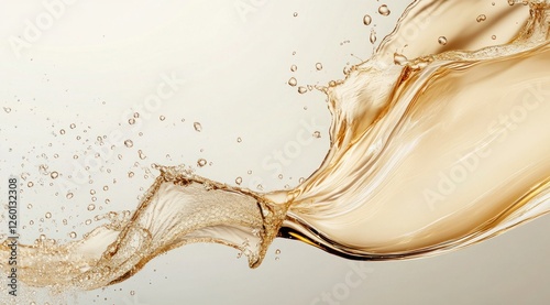 Abstract golden liquid splash, wave, flow.