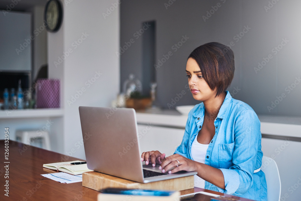 Remote work from home, ideas and woman with laptop, online reading for article and internet. Editing, journalist and entrepreneur with pc, solution and choice with decision, review and website info Remote work from home, ideas and woman with laptop, online reading for article and internet. Editing, journalist and entrepreneur with pc, solution and choice with decision, review and website info