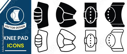 Protective knee pads icon and vector set. Silhouette of  Knee and elbow pads symbol vector set design.  Safety and support, joint protection, guards and injury prevention icon. Vector illustration.