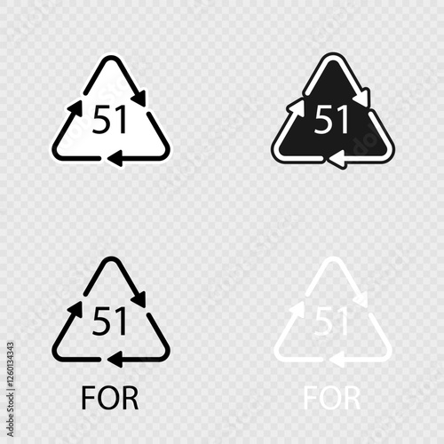 Bio material recycling code 51 FOR set. Vector Illustration