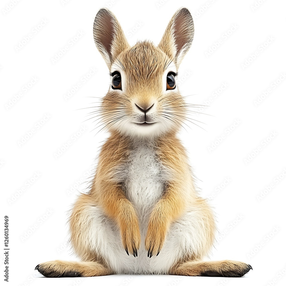 Obraz premium Cute bunny rabbit sitting, white background, pet, Easter