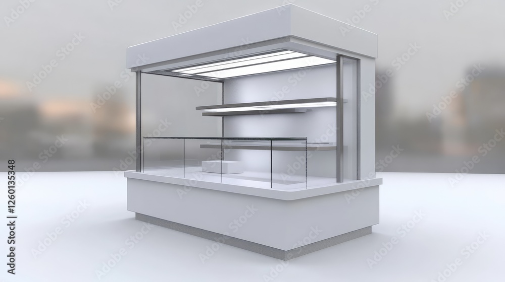 A sleek display cabinet with polished surfaces and plenty of open space, ideal for showcasing products or branding. A sleek display cabinet with polished surfaces and plenty of open space, ideal for showcasing products or branding.