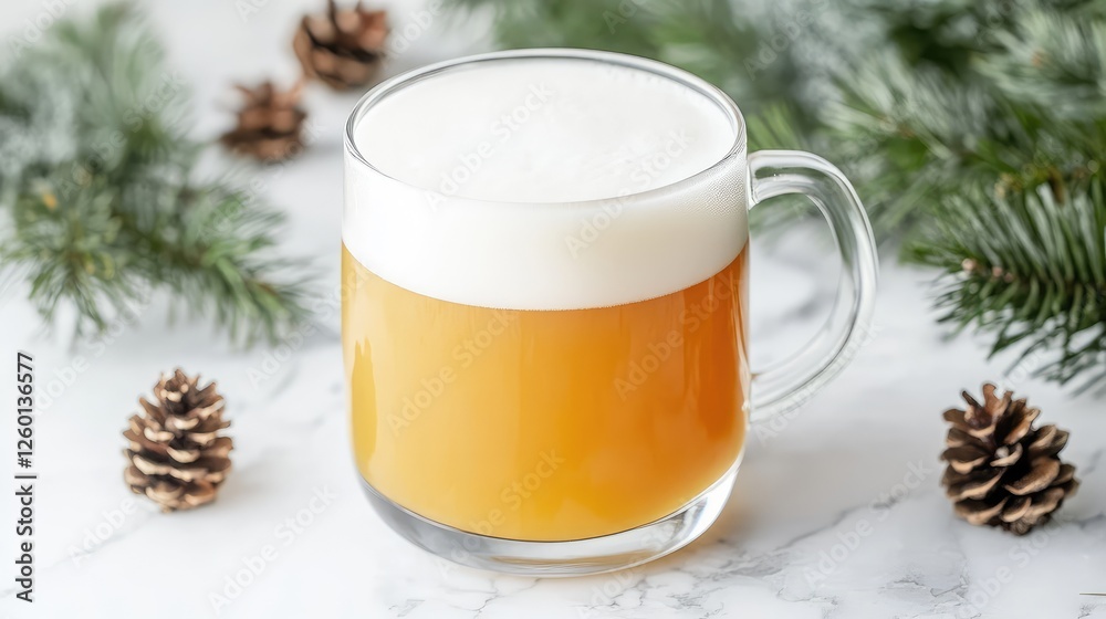 A smooth, foamy layer on top of a frosted mug of beer, with plenty of empty space to the side. A smooth, foamy layer on top of a frosted mug of beer, with plenty of empty space to the side.
