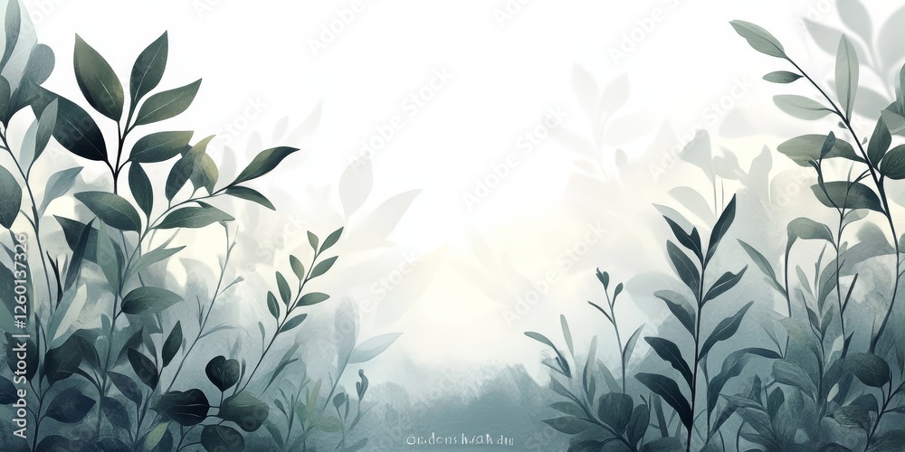 Serene Botanical Illustration Soft Teal and Yellow Hues, Delicate Floral Art on Watercolor Paper Serene Botanical Illustration Soft Teal and Yellow Hues, Delicate Floral Art on Watercolor Paper