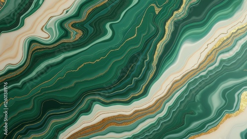 Elegant green marble texture with flowing patterns and gold accents, creating a luxurious and sophisticated feel—perfect for backgrounds or design elements