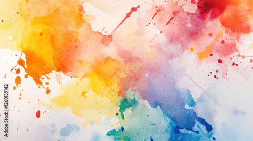 Vibrant Watercolor Wash with Bold Splashes of Color: Energetic and Dynamic Design for Playful Backdrops with Fluid and Expressive Details