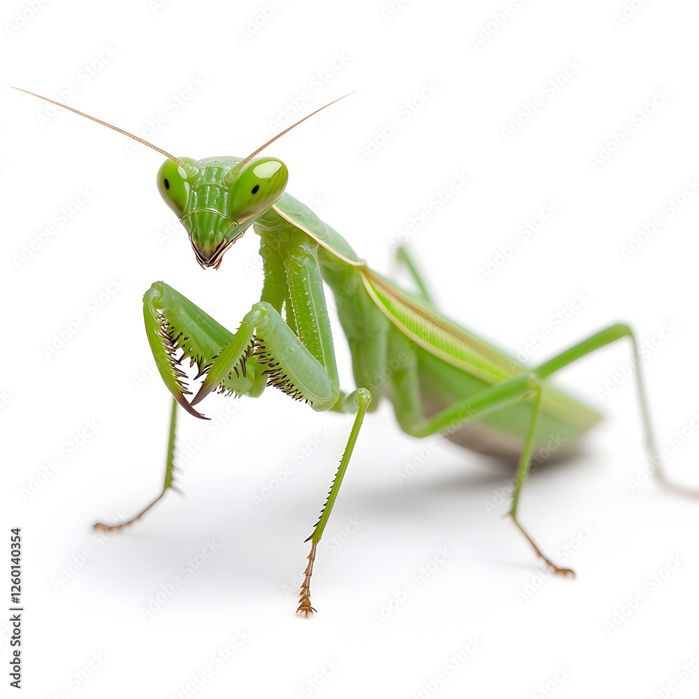 Praying Mantis Studio Shot, White Background, Insect, Nature, Wildlife Praying Mantis Studio Shot, White Background, Insect, Nature, Wildlife