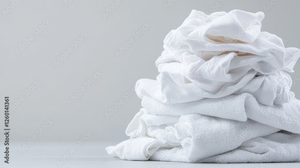 Stack of White Clothes on Gray Surface Stack of White Clothes on Gray Surface