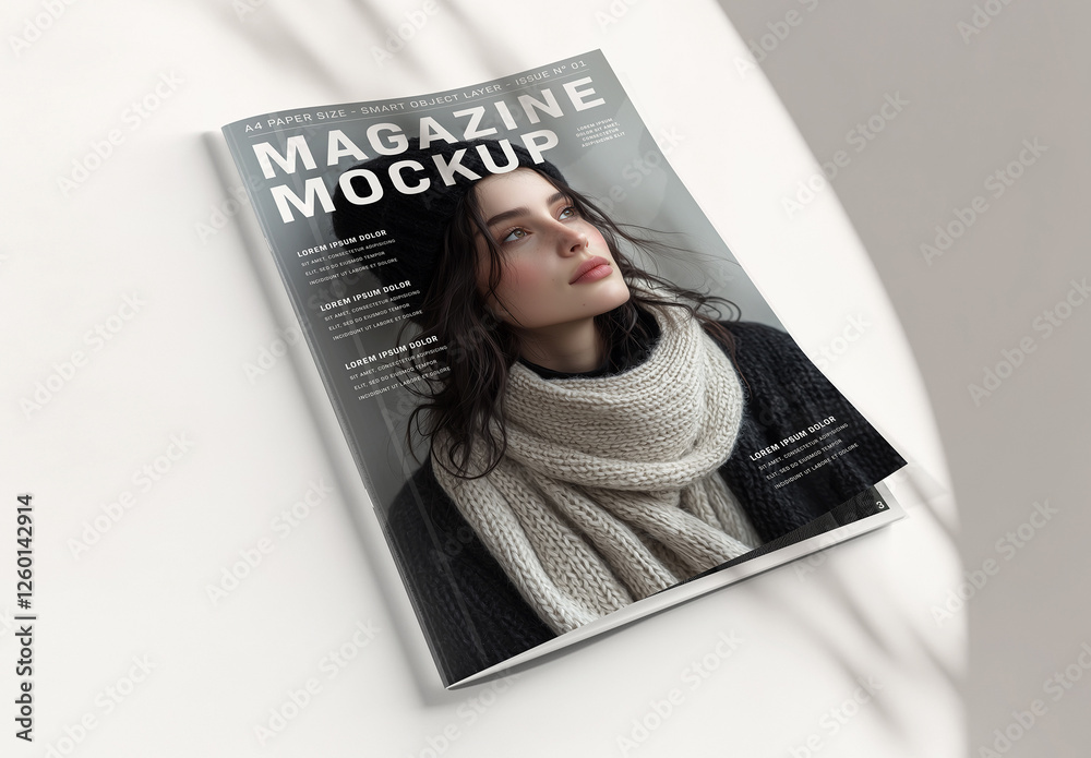 Magazine Cover With Editable Soft Shadows Mockup Stock Template | Adobe ...