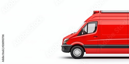 A bright red delivery van is shown from the side against a plain white background, highlighting its sleek design and vibrant color.