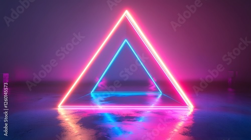 Obraz na płótnie a neon triangle with a blue and pink light inside w salonie