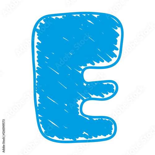 The letter E of the English alphabet. A children's alphabet with hand-drawn letters. The ABC. For educational banners, kindergartens, and book covers