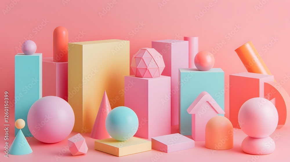 a pink and blue colored blocks are arranged on a pink background