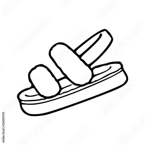 a black and white drawing of a fashionable footwear in outline style for coloring pages