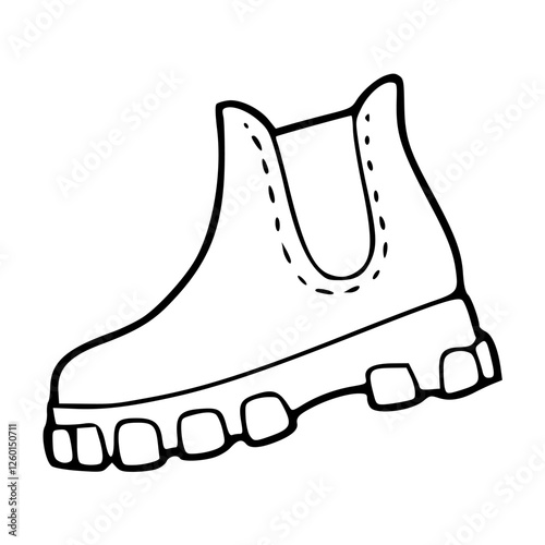 a black and white drawing of a fashionable footwear in outline style for coloring pages