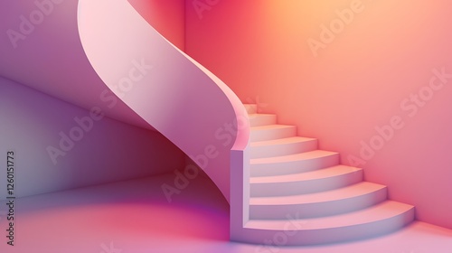 Obraz na płótnie a white stairway in a pink room with a pink light w salonie