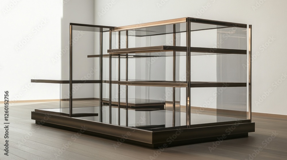 Modern Glass and Metal Display Showcase Modern Glass and Metal Display Showcase