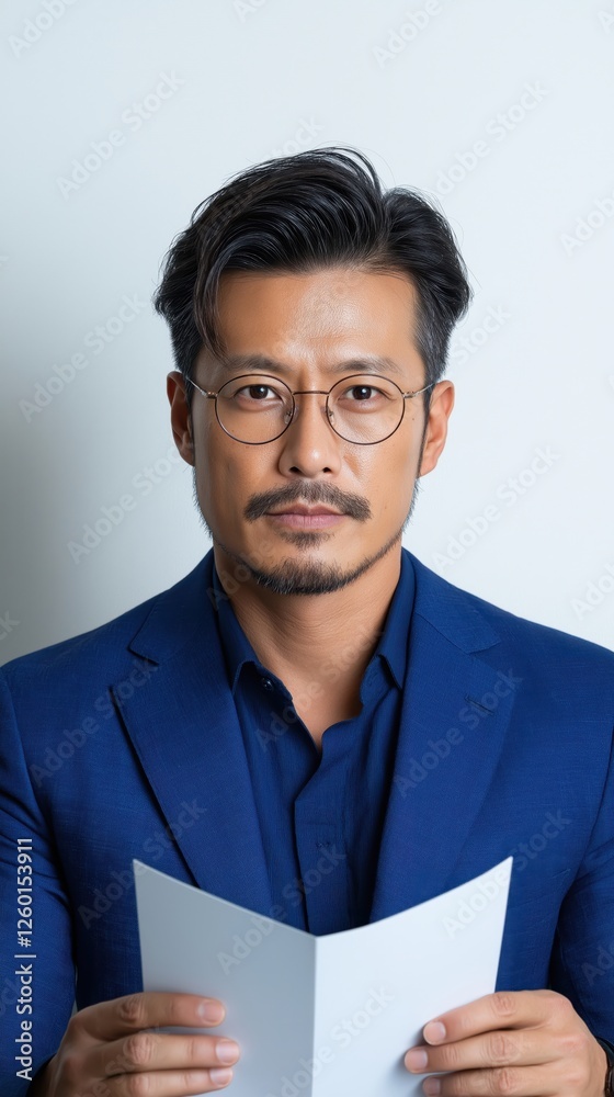 Asian male lawyer reviewing a contract with focus and professionalism in a clean environment Asian male lawyer reviewing a contract with focus and professionalism in a clean environment
