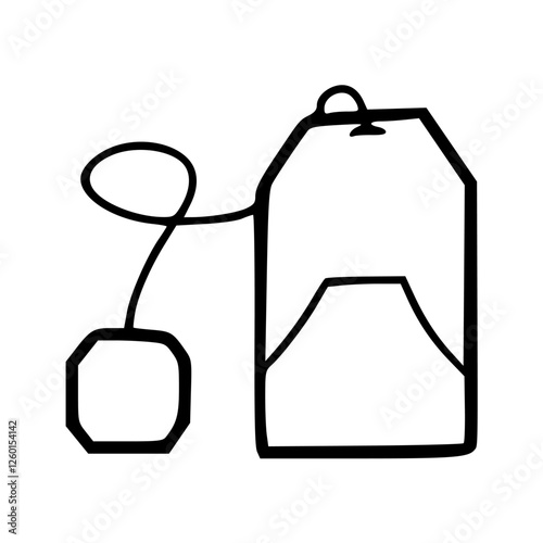 a line art drawing of a tea bag for design element