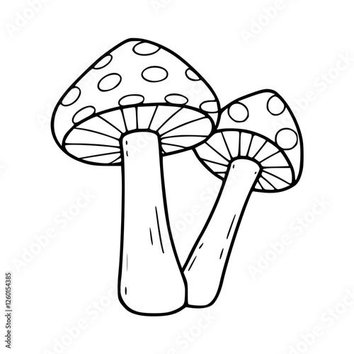 a black and white drawing of a two mushroom for coloring pages