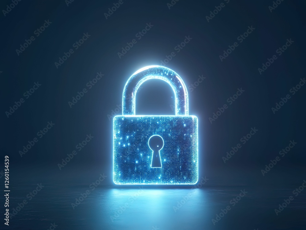 Fototapeta premium A glowing digital padlock symbolizing cybersecurity and data protection against threats.