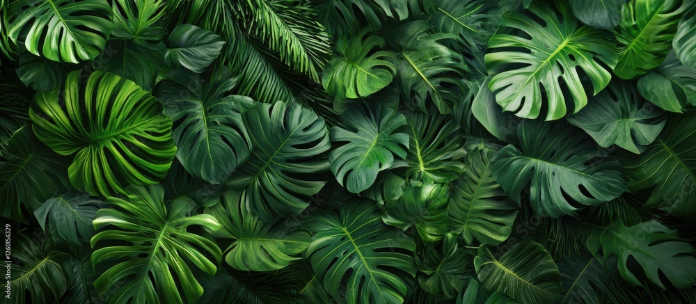 Vibrant green foliage creates a rich textured backdrop featuring lush leaves densely arranged in various shades of green, conveying freshness and vitality