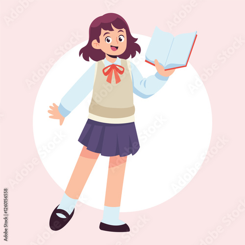 Flat Vector Student School Illustration