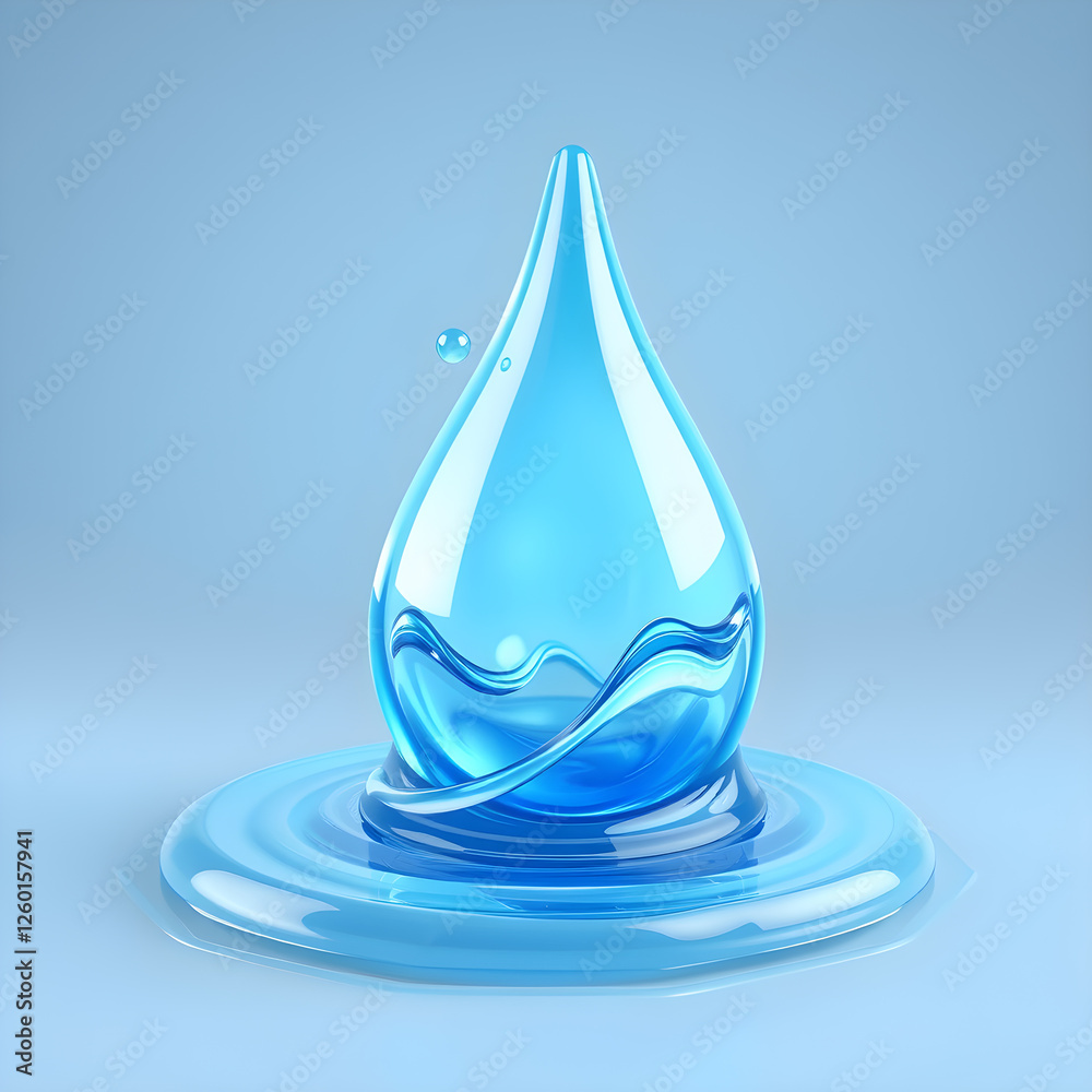 Fototapeta premium Water droup icon 3d render illustration. Generative AI