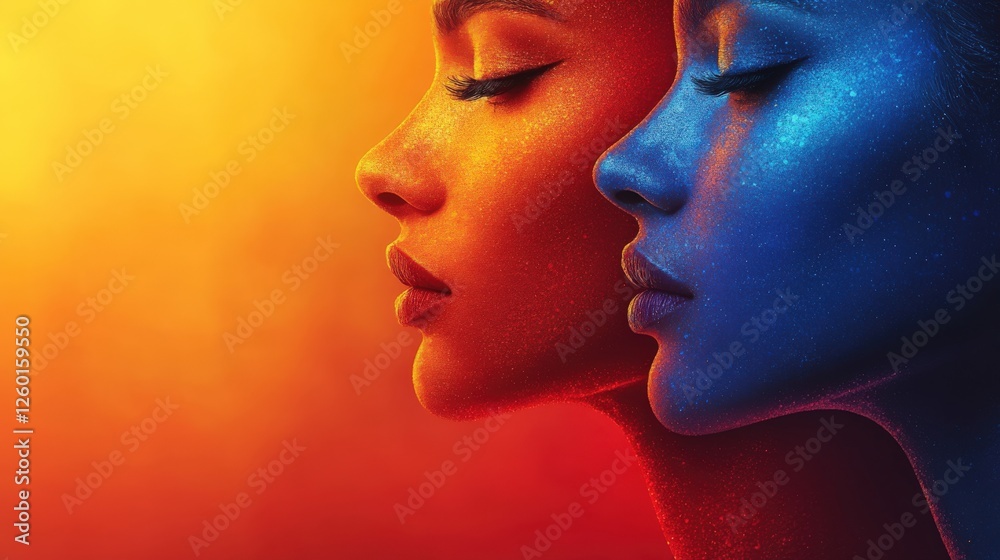 Colorful mustaches symbolizing equality and unity through artistic contrast Colorful mustaches symbolizing equality and unity through artistic contrast