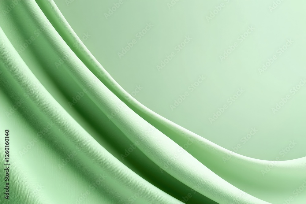 Obraz premium Soft green fabric folds create serene and elegant atmosphere, en