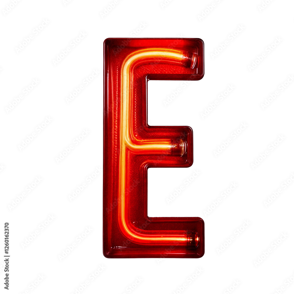Letter E shines in a bold neon sign style—red with glowing yellow-orange tubing. Its bright glow evokes vintage diners, theaters, and storefronts, blending retro charm with modern flair Letter E shines in a bold neon sign style—red with glowing yellow-orange tubing. Its bright glow evokes vintage diners, theaters, and storefronts, blending retro charm with modern flair