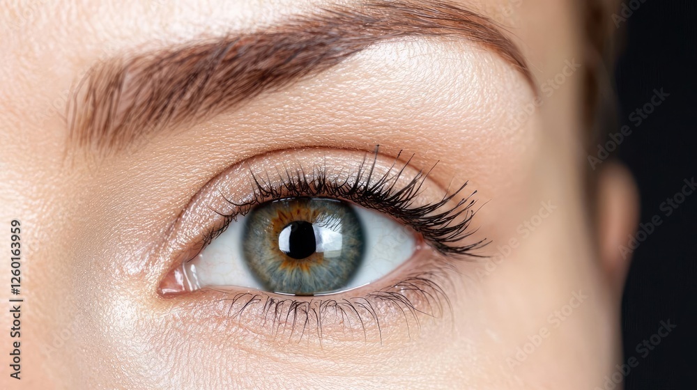 Close-up Woman's Eye, Beautiful, Healthy, Detail Close-up Woman's Eye, Beautiful, Healthy, Detail