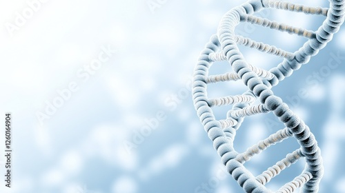 DNA double helix structure on a soft blue background.