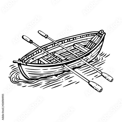 Sailing rowboat icon in vintage style