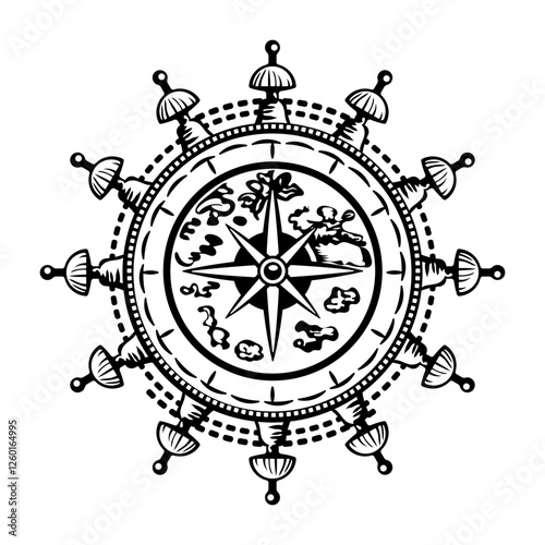 A sketchy style icon of sailing chart