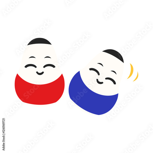 起き上がり小法師。フラットなベクターイラスト。
Japanese roly poly toy. Flat vector illustration.