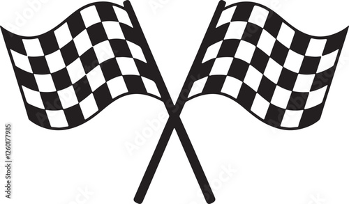 Two checkered racing flags crossed, symbolizing competition and victory.