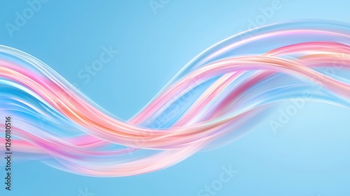 Dynamic flowing waves abstract background digital art light tones horizontal view gesture of fluidity