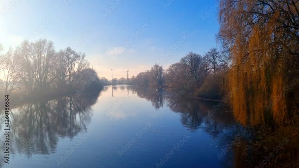 Nature - Northern Germany - morning river landscape in the fog Nature - Northern Germany - morning river landscape in the fog