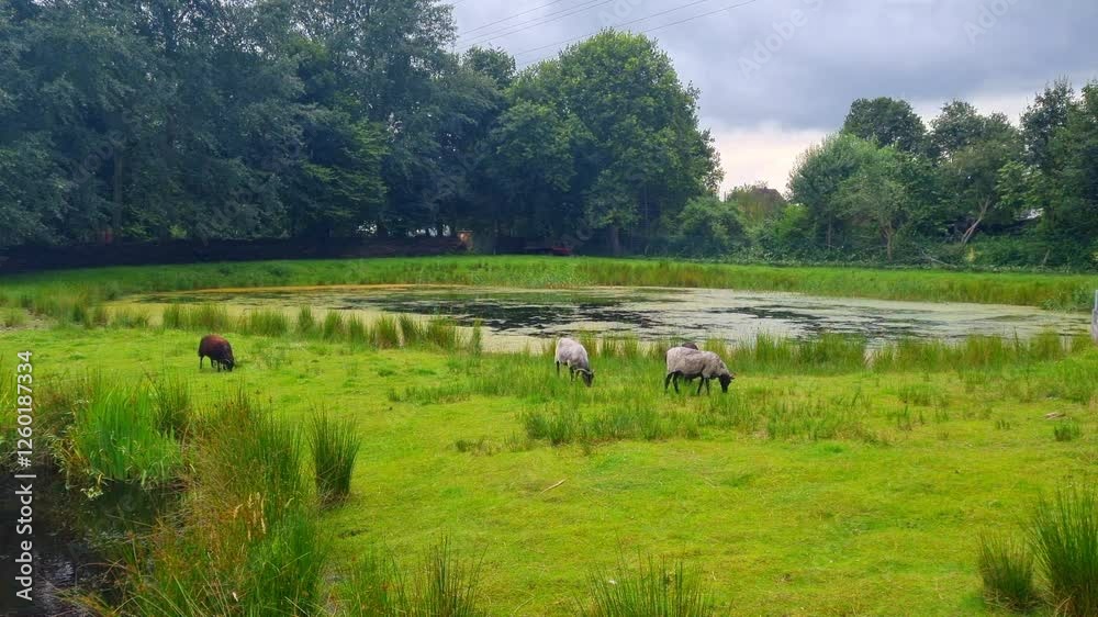 Nature - Northern Germany - Sheep at the pond Nature - Northern Germany - Sheep at the pond