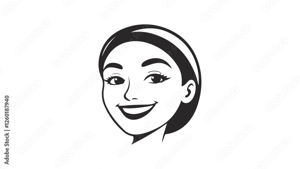 portrait of a woman smiling in vector, outline vector silhouette of a woman smiling portrait of a woman smiling in vector, outline vector silhouette of a woman smiling