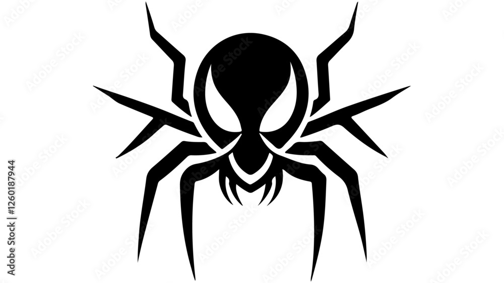 simple spider vector illustration with human face like shape on its back