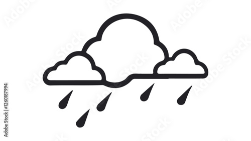 simple outline vector illustration of a raining, raining clouds simple vector symbol 