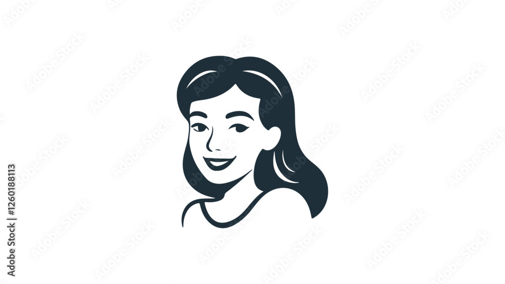 cute woman with long hair symbol, beautiful girl silhouette vector illustration cute woman with long hair symbol, beautiful girl silhouette vector illustration